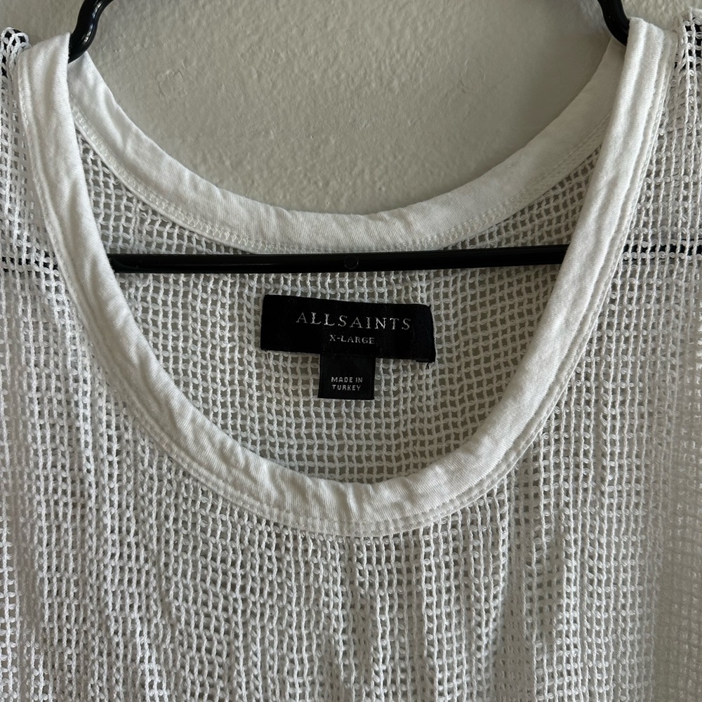 All Saints White Mesh Relaxed Fit Tank